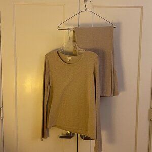 Garnet Hill | Oat Heather Cotton Cashmere Matching Set